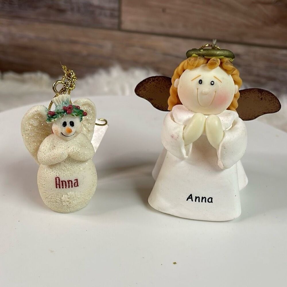 Encore “Anna” Angel $ Ganz “Anna Snowman Lot of 2 Christmas Ornaments